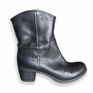 Nine West Black Leather Pull On Low Rise Heeled Cowboy Boots Size Women's 7